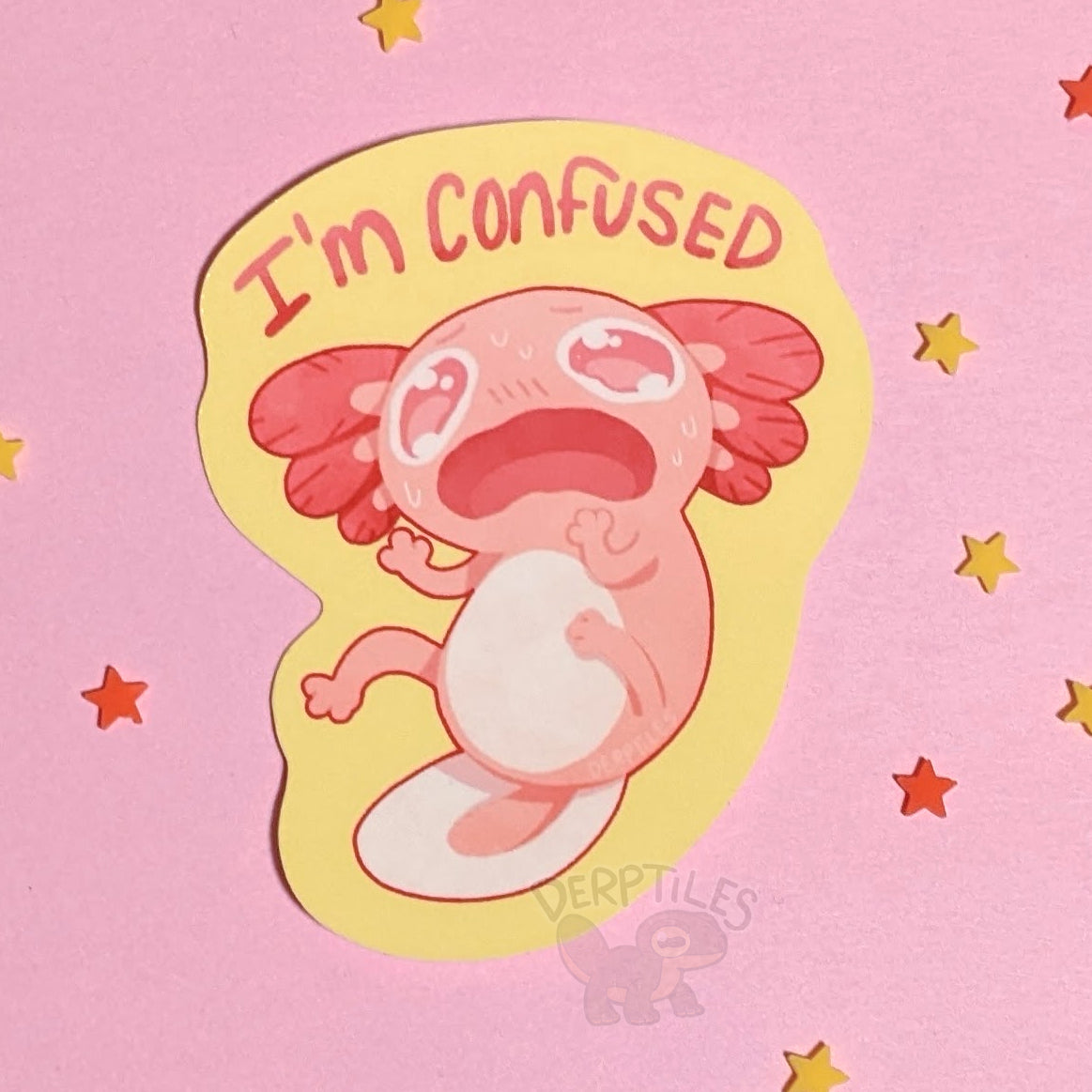 "I'm Confused" Axolotl Sticker