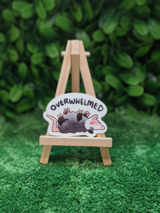 "Overwhelmed" Opossum Sticker