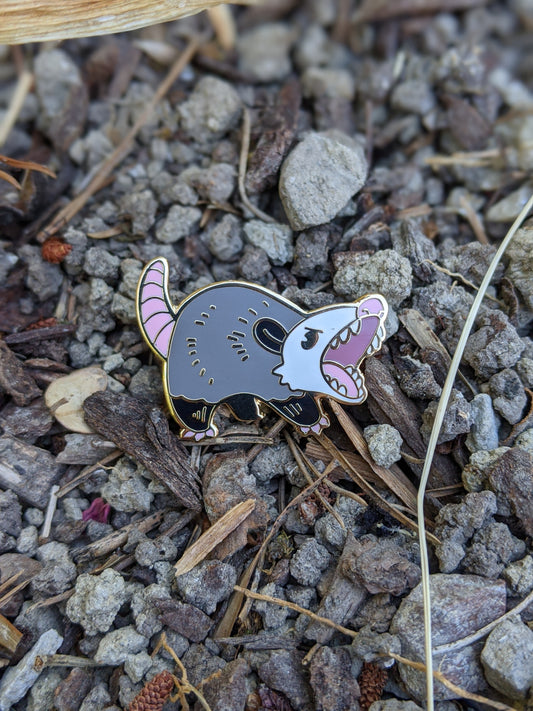 Angry Opossum Enamel Pin