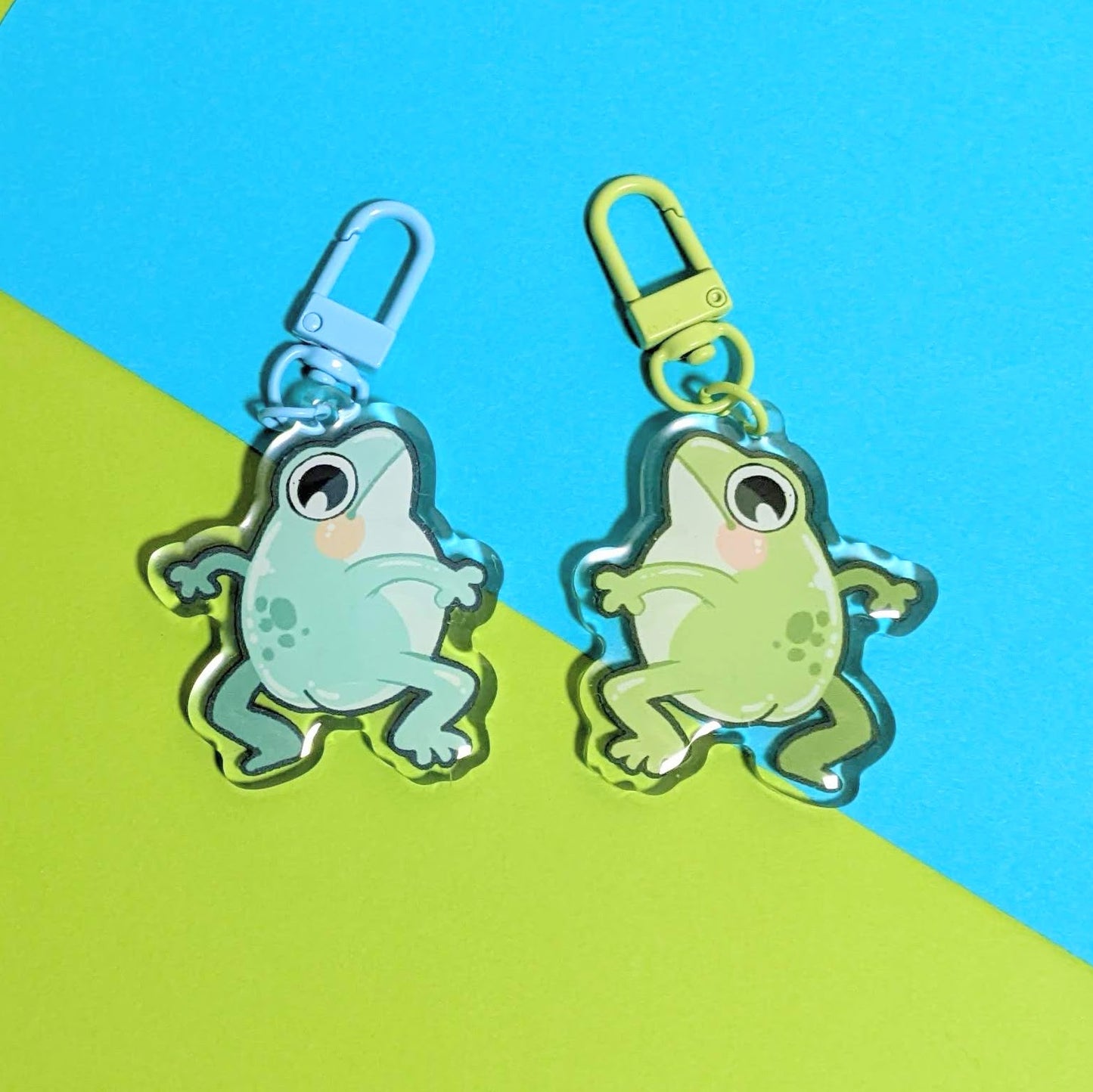 Blue Dumpy Frog Acrylic Charm