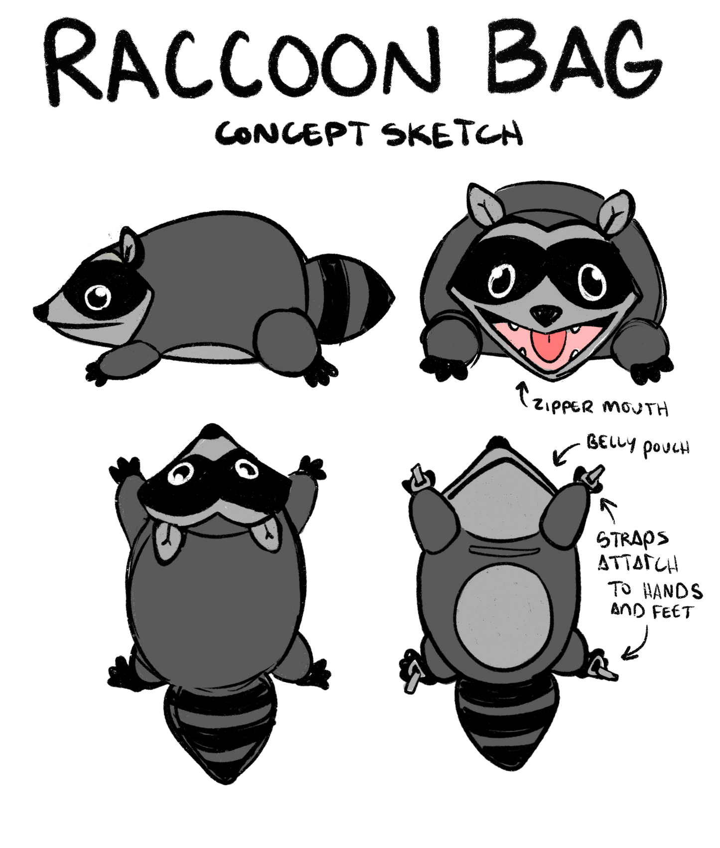Raccoon Plush Bag