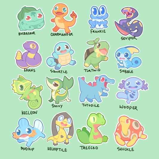 Herptile Pokemon Die-Cut Stickers