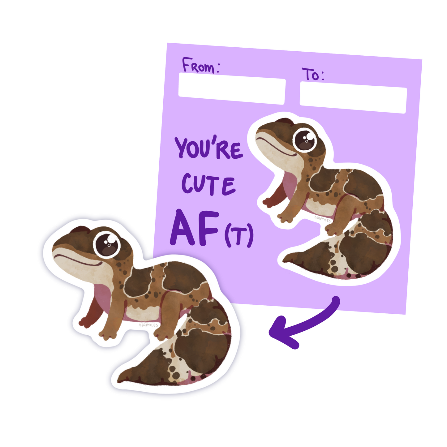 Sticker Card: "You're Cute AF(T)" African Fat-Tailed Edition