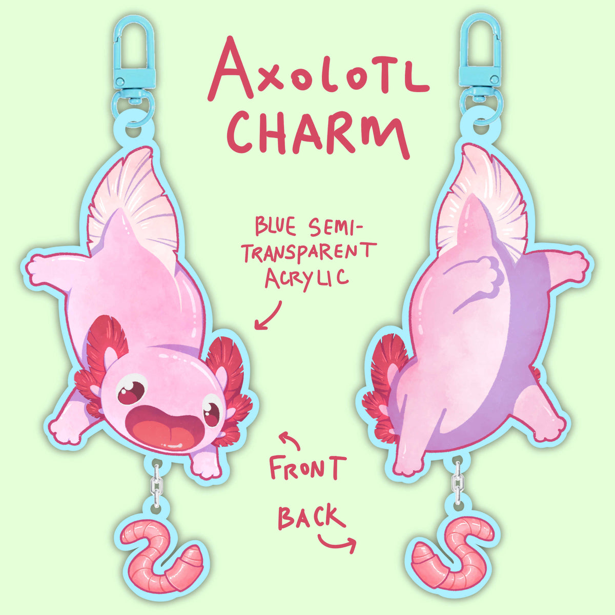 Axolotl'd Glitter Charm