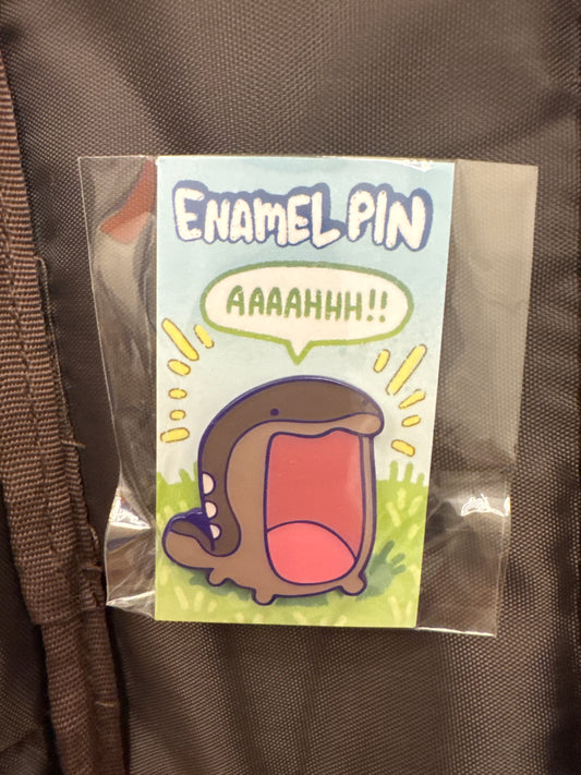 Aaahh! Brown Dyed Metal Pin