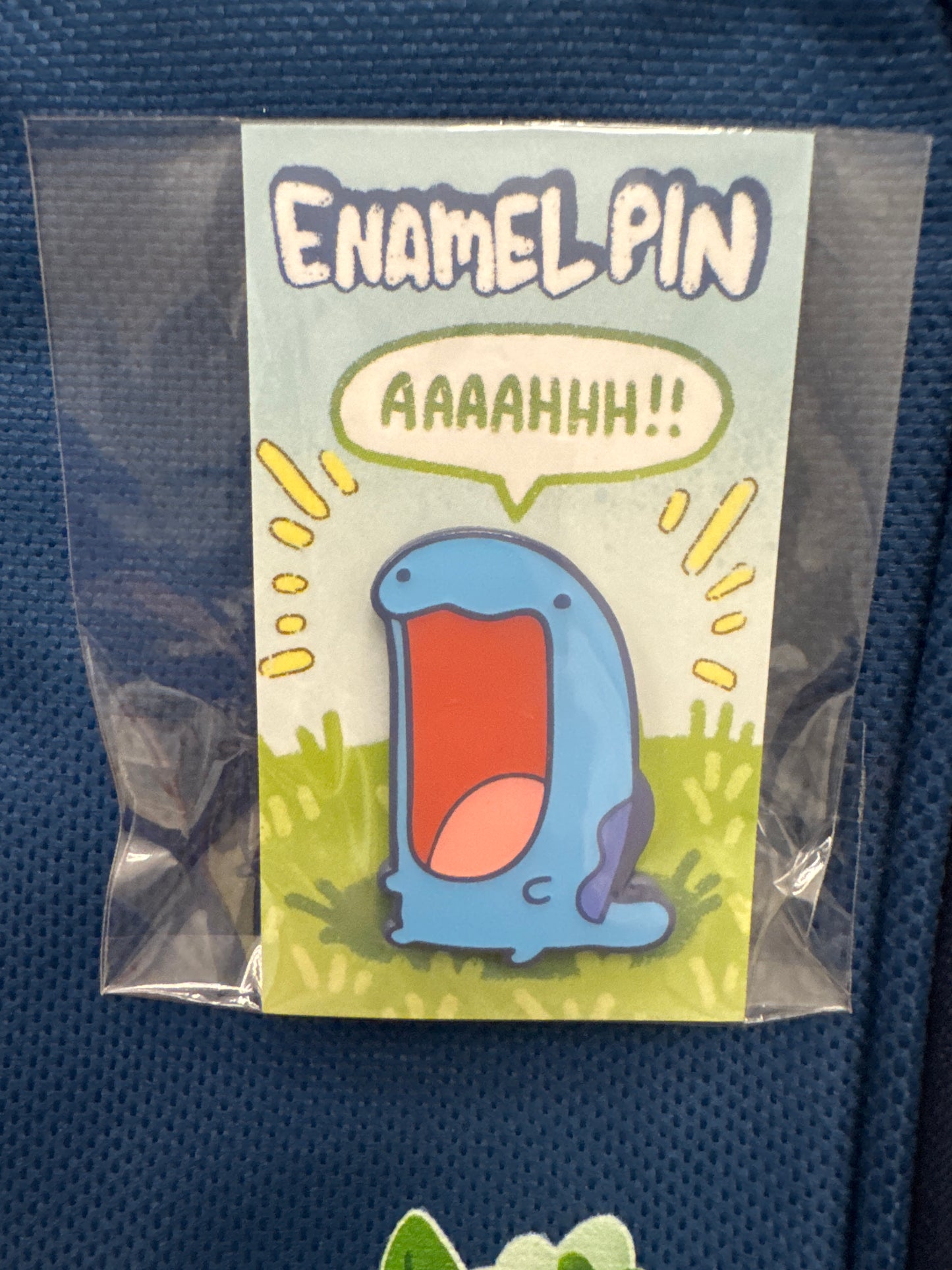 Aaahh! Blue Dyed Metal Pin
