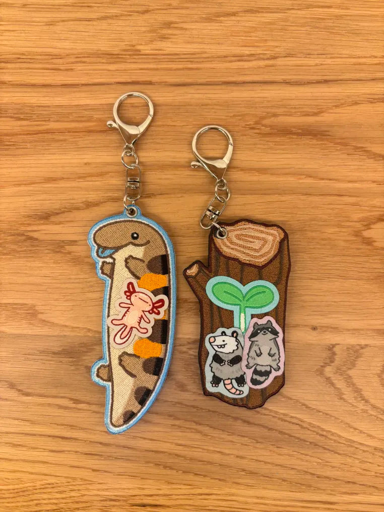 Log Embroidered Keychain