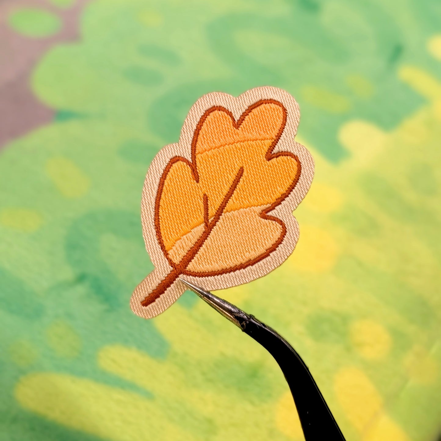 Orange Leaf Iron-On Patch