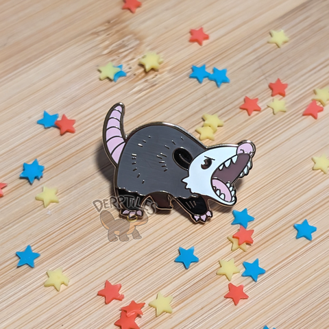 Angry Opossum Enamel Pin