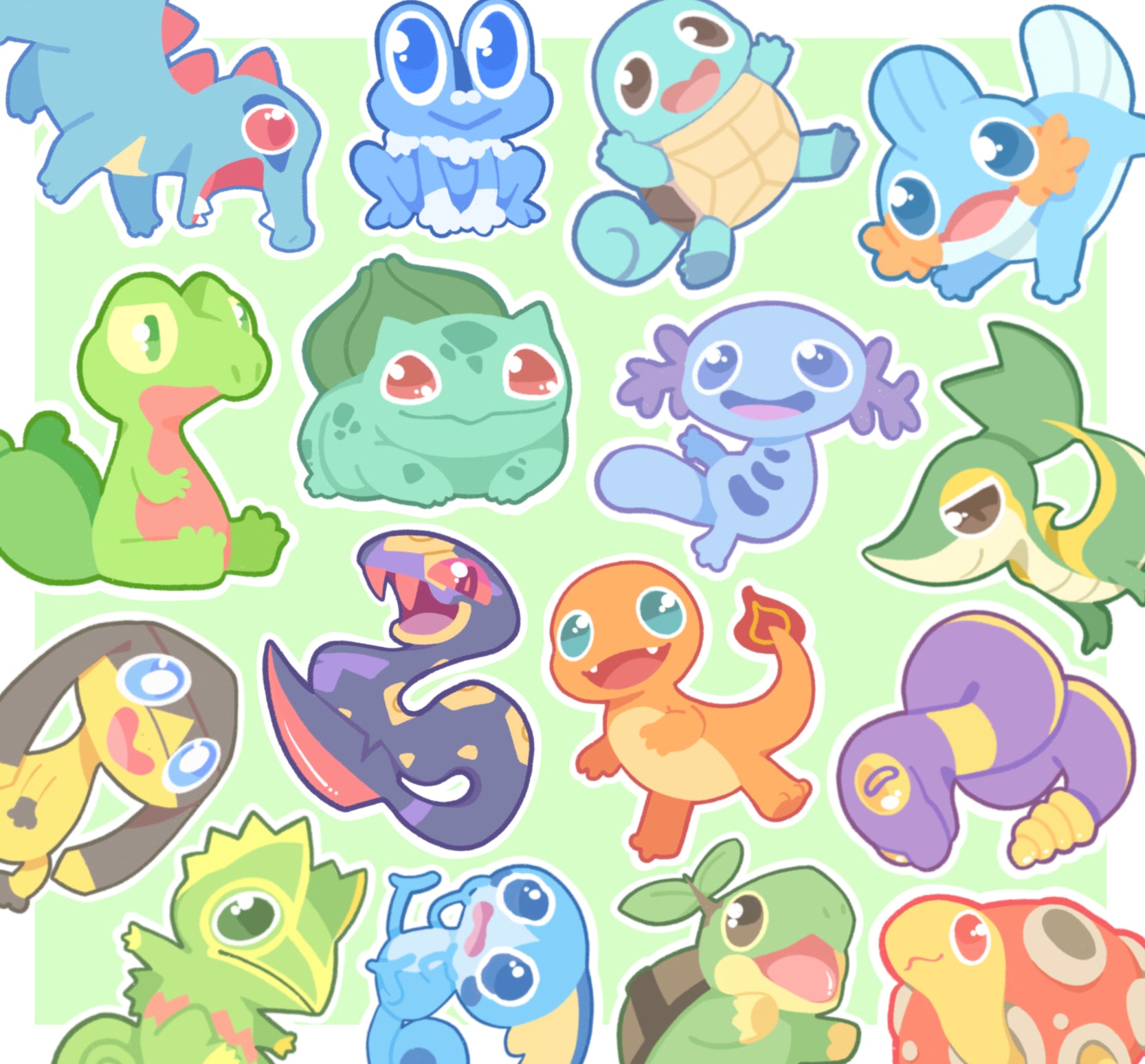 Herptile Pokemon Die-Cut Stickers – Derptiles