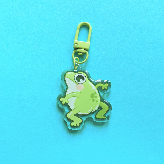 Green Dumpy Frog Acrylic Charm