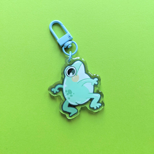 Blue Dumpy Frog Acrylic Charm