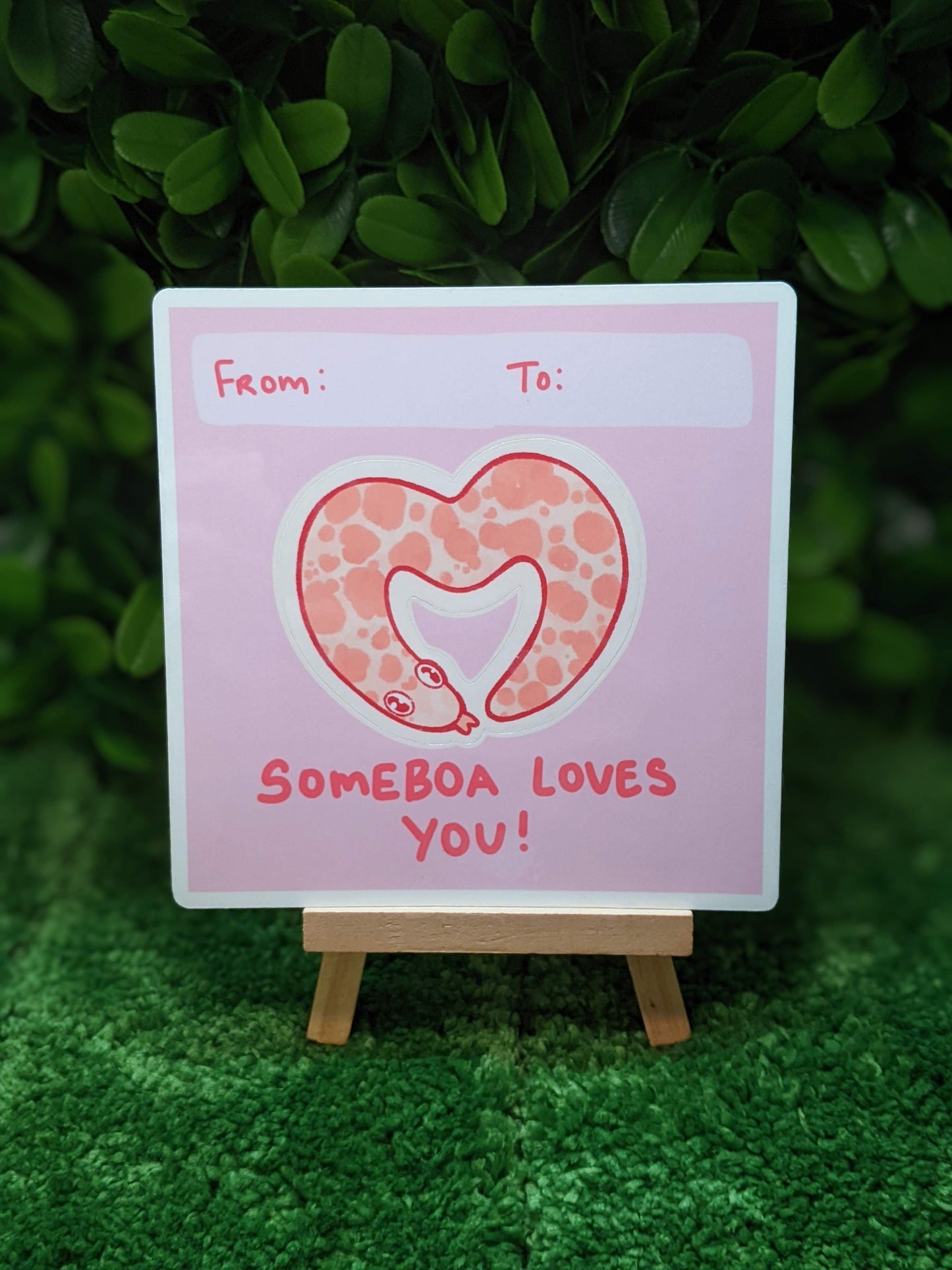 Sticker Card: "Someboa Loves You!" Sand Boa Edition